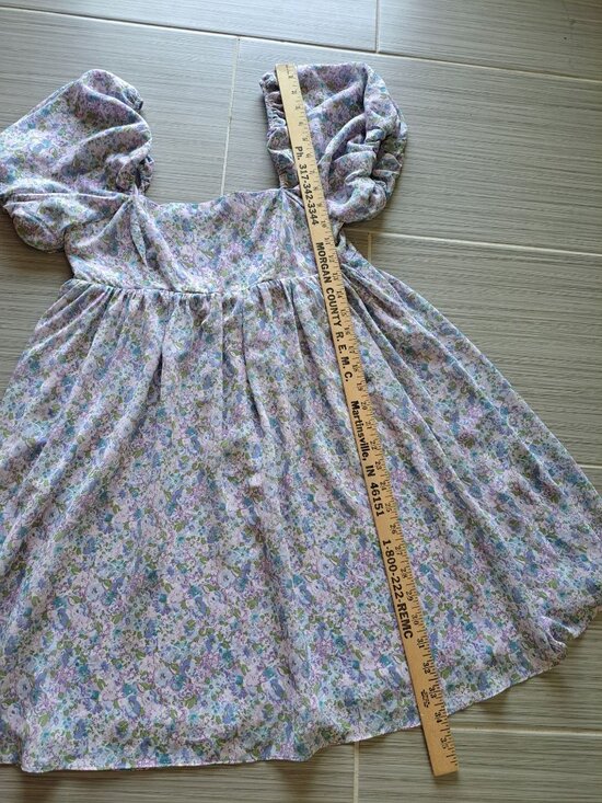 Storia Floral Puff Short Sleeve Midi-mini Dress  Smocked  Square Neck Small - Picture 14 of 15